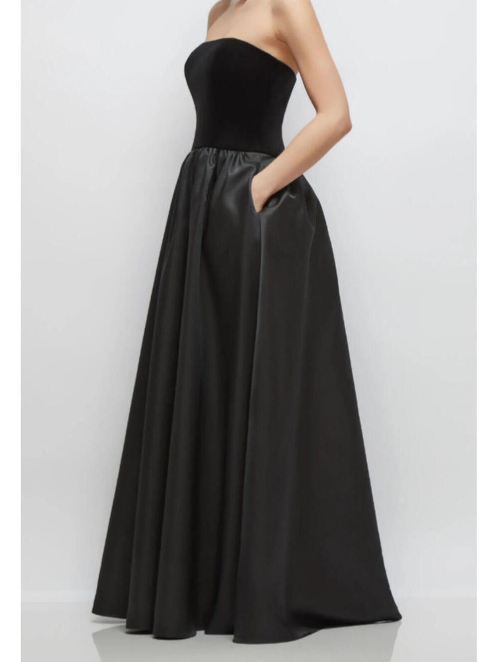 New, Dessy Collection Strapless Mixed Media Gown in Black Sz 10 #LD0247 - Picture 3 of 10